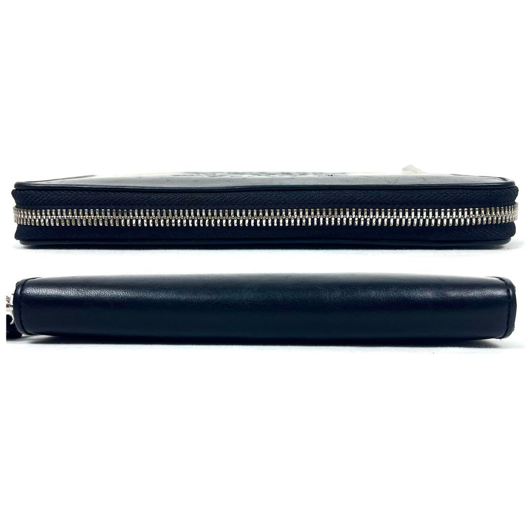 ラルフローレン　長財布　ラウンドファスナー　ビッグロゴ　型押しエンボス　レザー