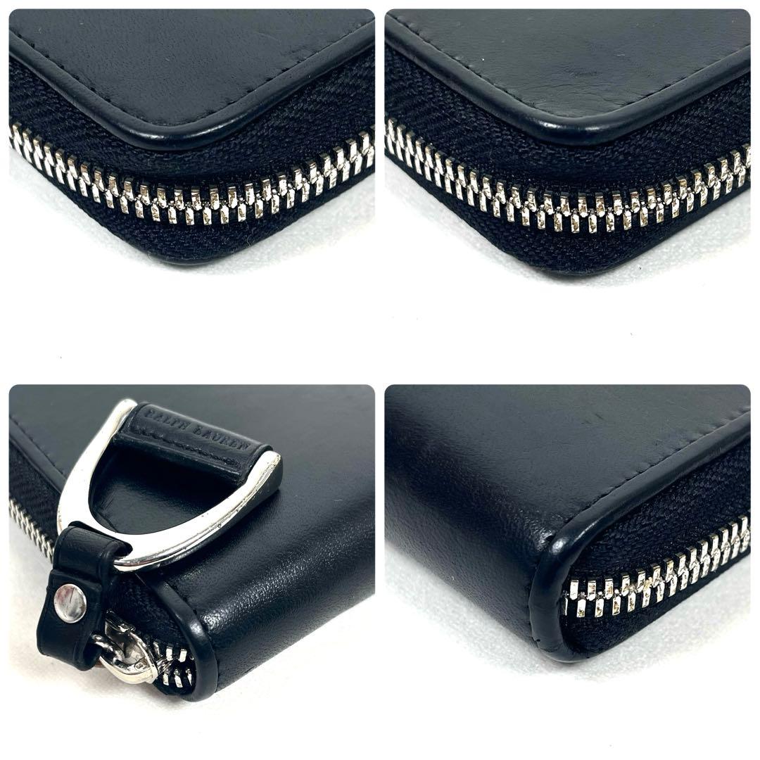 ラルフローレン　長財布　ラウンドファスナー　ビッグロゴ　型押しエンボス　レザー