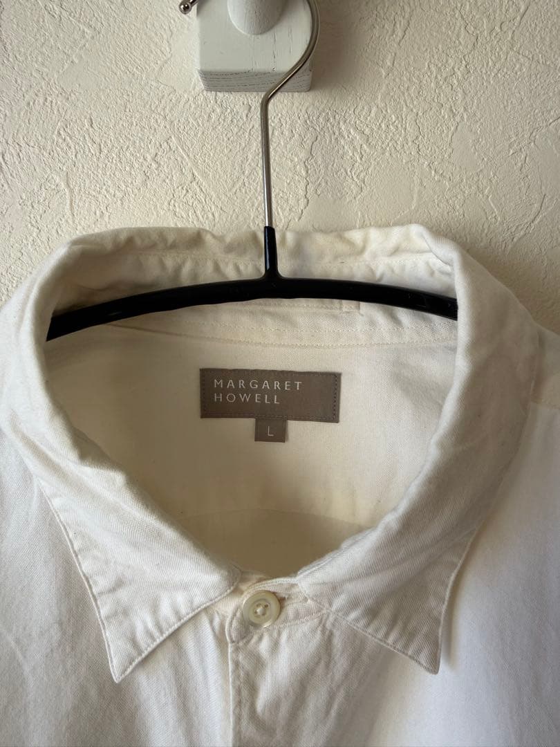 マーガレットハウエル　白　レギュラーカラーシャツ　サイズL
