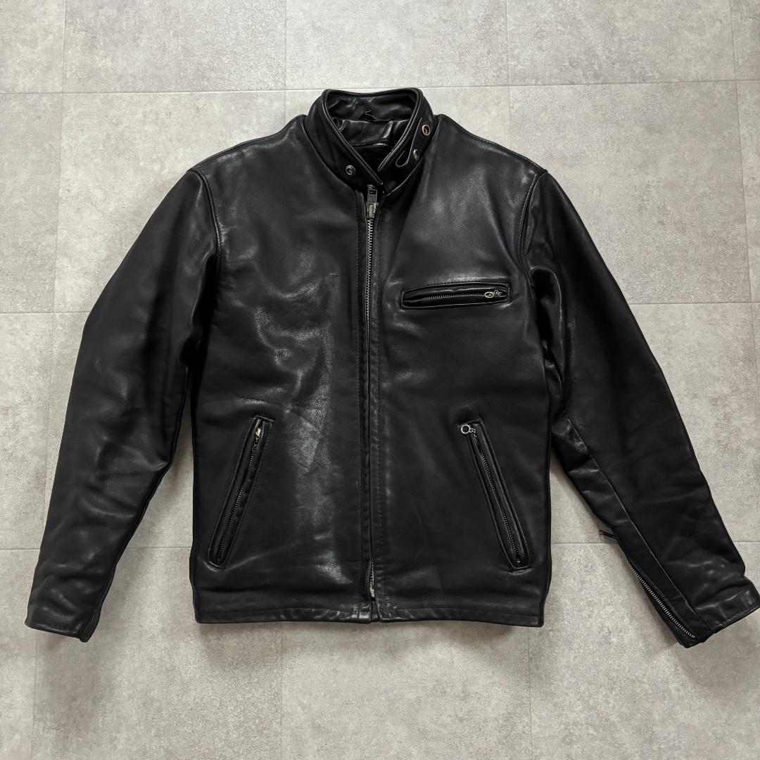 【名作641・ライナー付】ショット/シングルライダース/本革/ブラック/36