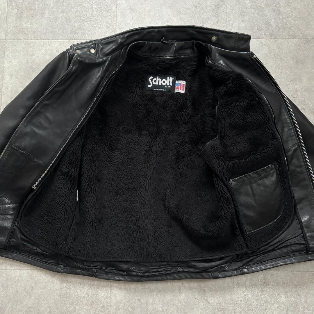 【名作641・ライナー付】ショット/シングルライダース/本革/ブラック/36