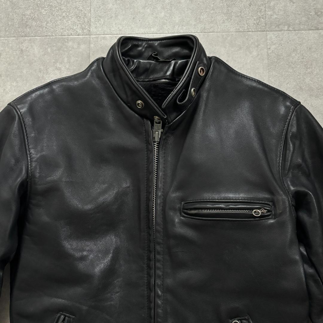 【名作641・ライナー付】ショット/シングルライダース/本革/ブラック/36