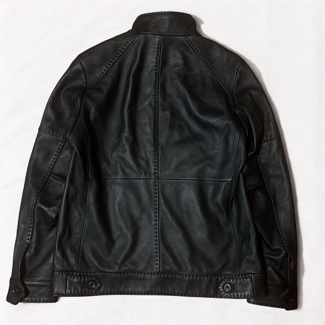 ✨美品✨メンズビギ　クロームタンニングレザージャケット 羊革 黒 ステッチ