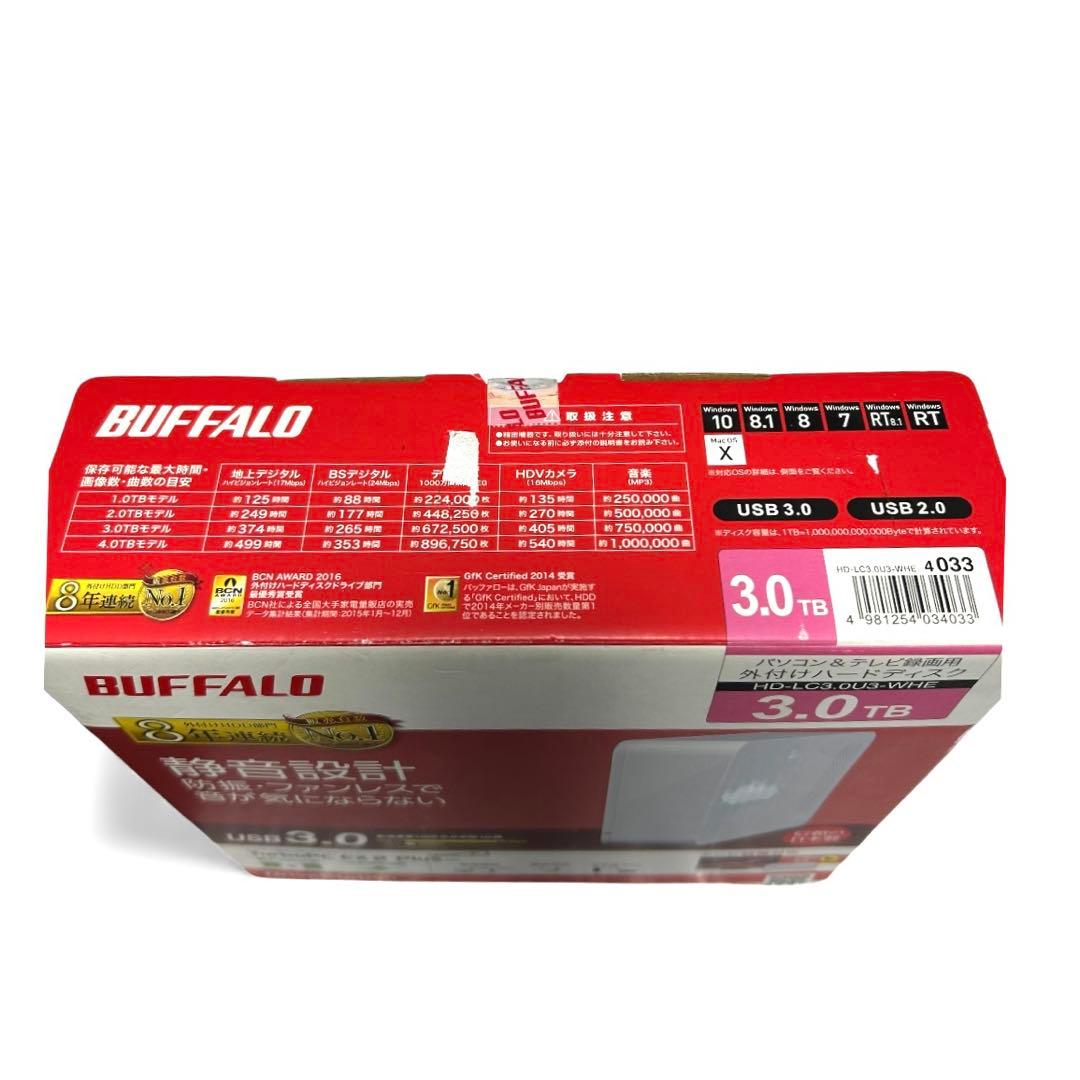 BUFFALO 外付けハードディスク HD-LC3.0U3-WHE