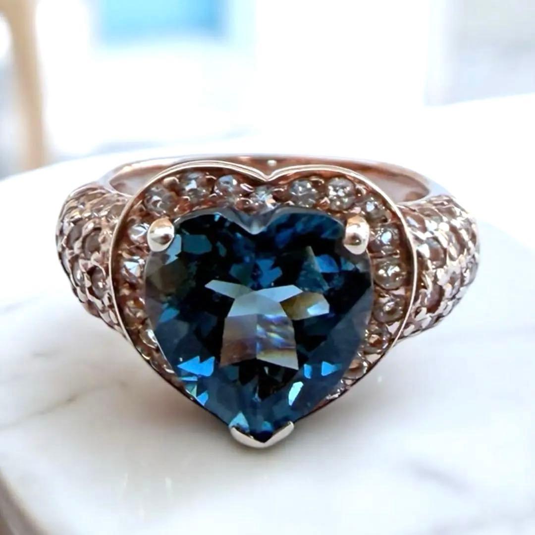 Sally's Jewelry ハートシェイプ　ロンドンブルートパーズ　パヴェ