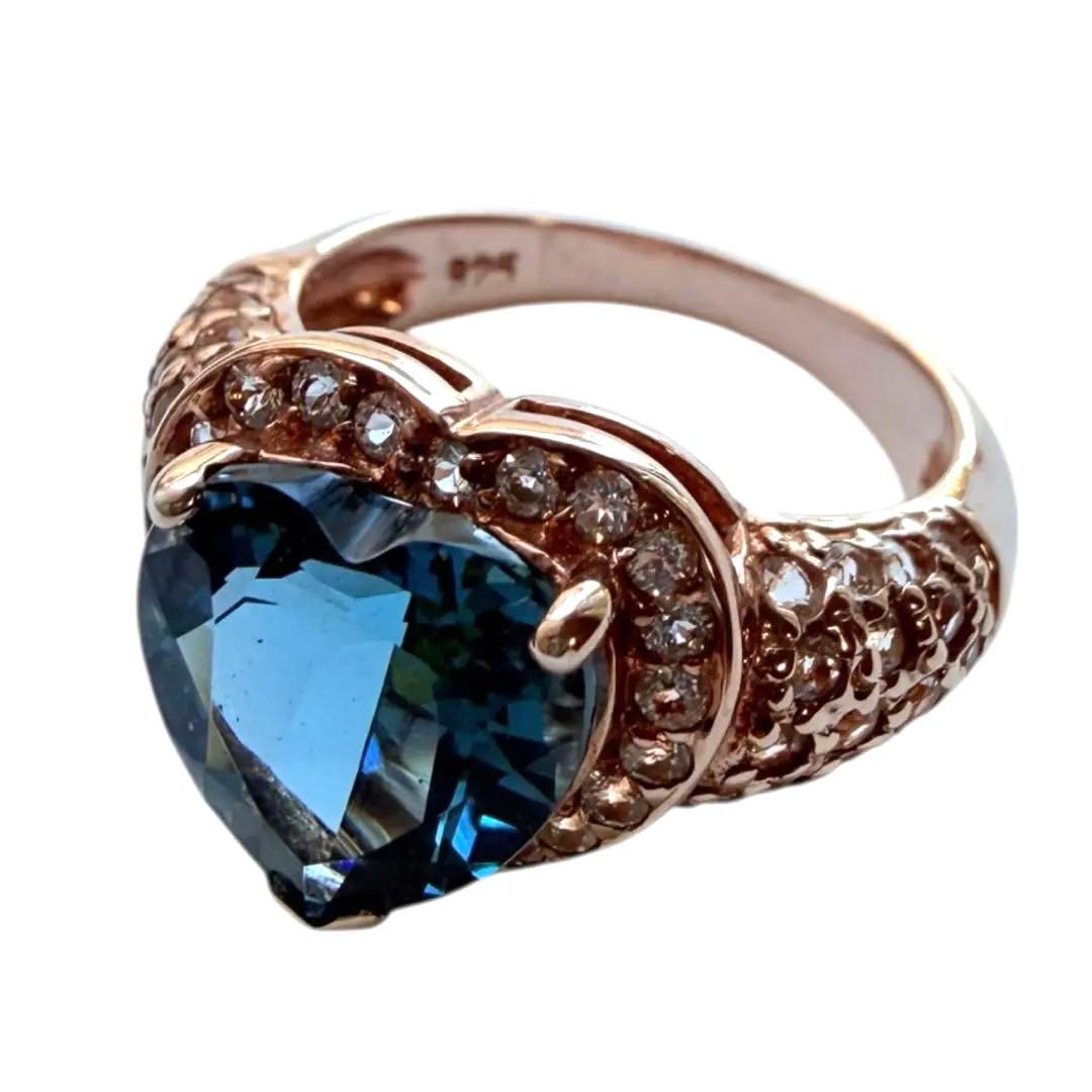 Sally's Jewelry ハートシェイプ　ロンドンブルートパーズ　パヴェ