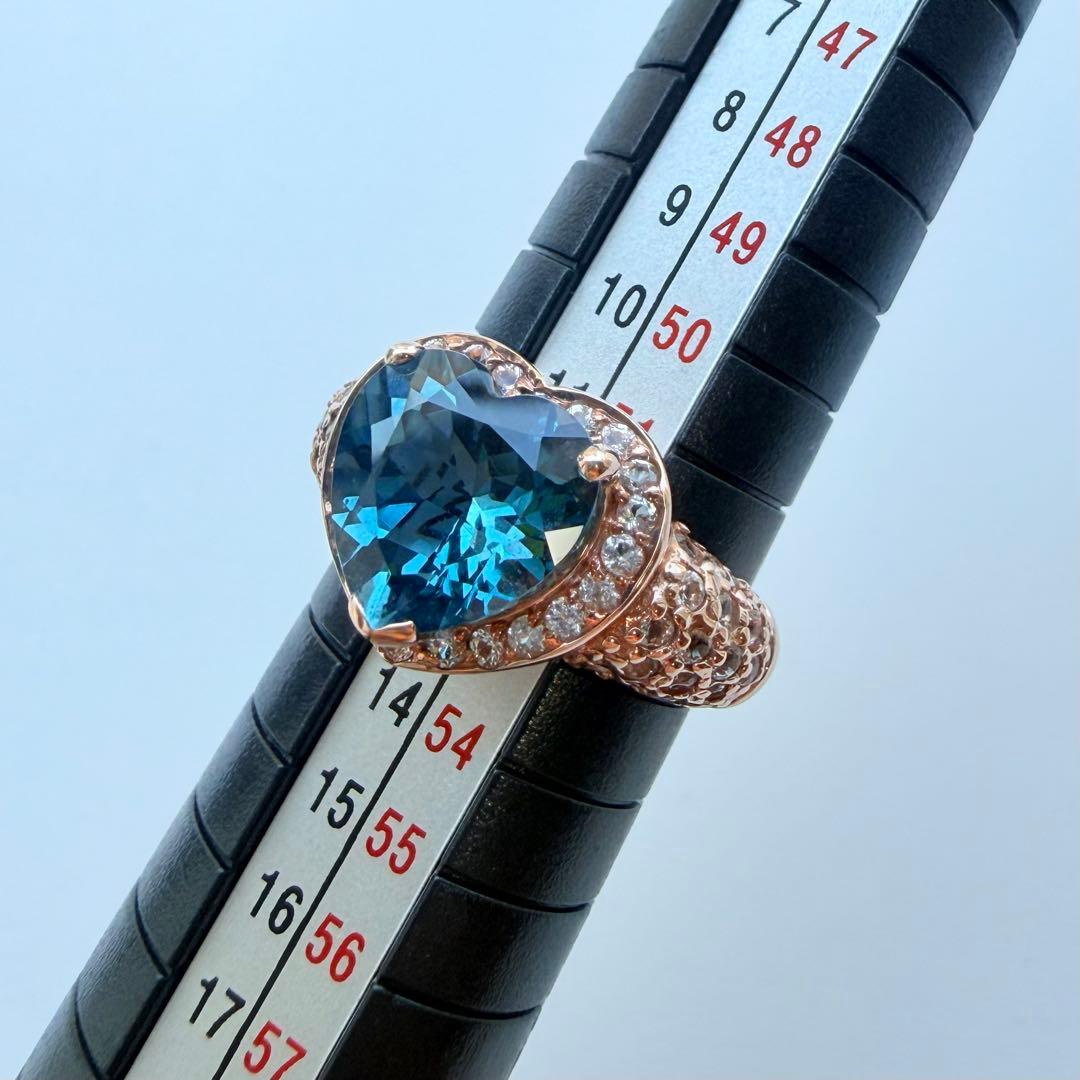 Sally's Jewelry ハートシェイプ　ロンドンブルートパーズ　パヴェ