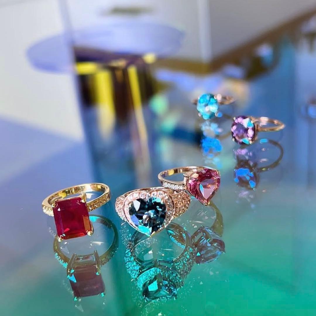 Sally's Jewelry ハートシェイプ　ロンドンブルートパーズ　パヴェ