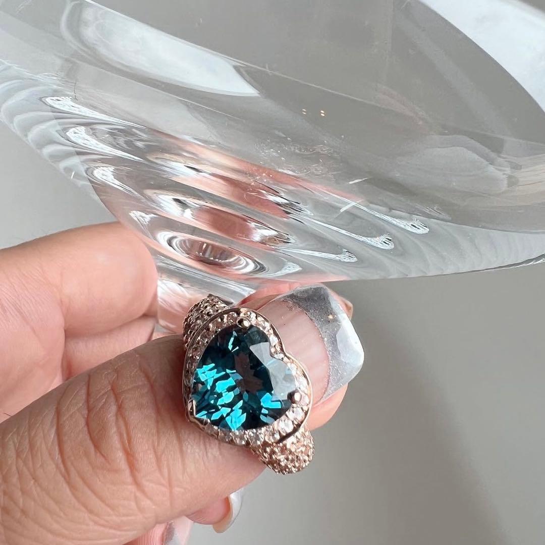 Sally's Jewelry ハートシェイプ　ロンドンブルートパーズ　パヴェ