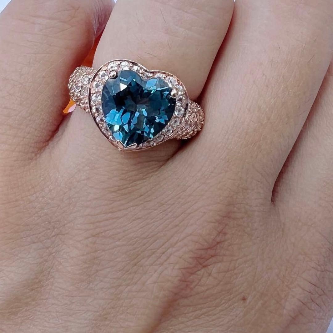 Sally's Jewelry ハートシェイプ　ロンドンブルートパーズ　パヴェ