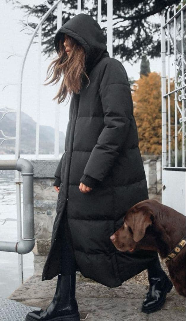 【極美品】ZARA ウォーター＆ウィンドプロテクションフード ロングダウンコート