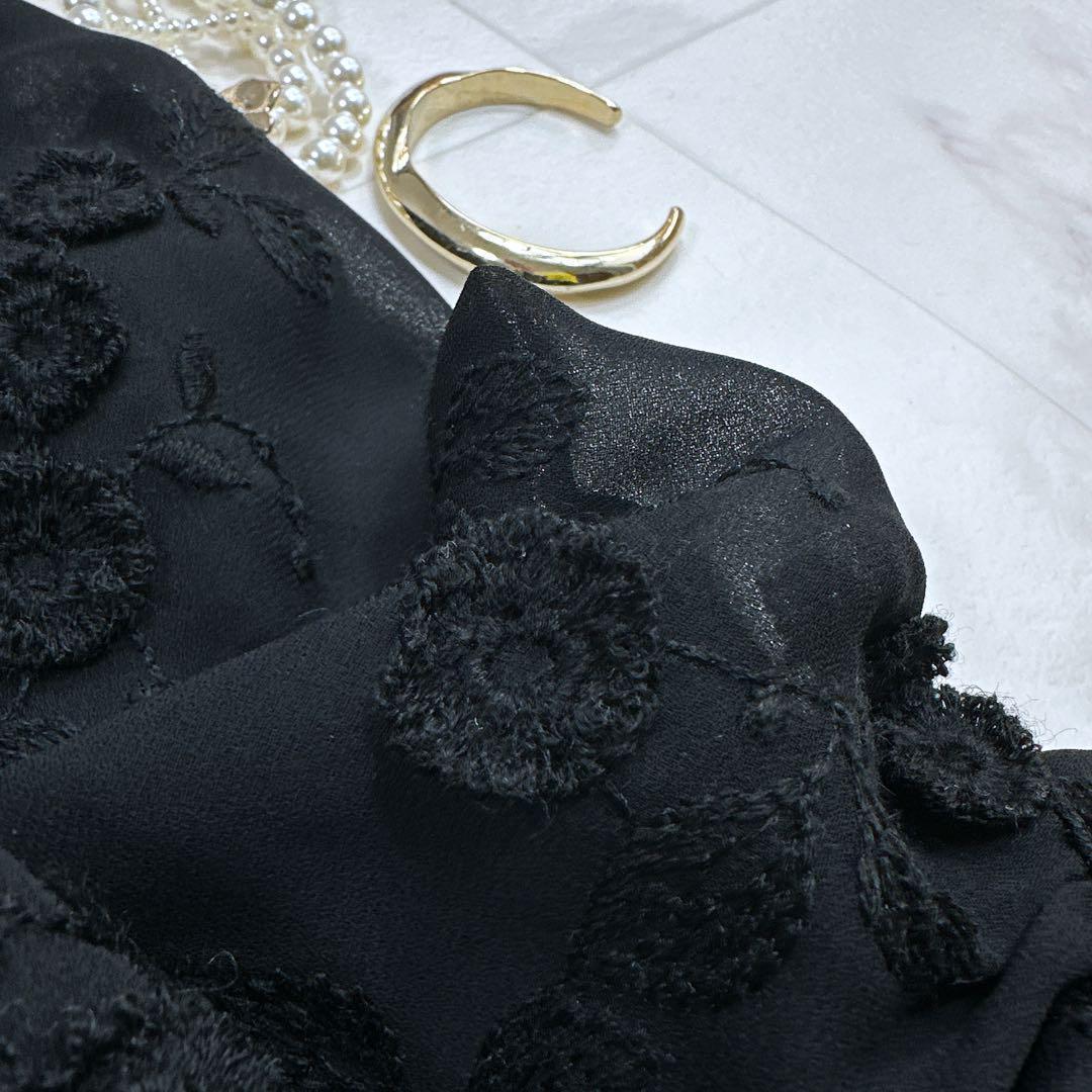 ウィムガゼット 刺繍ボウブラウス　フラワー刺繍　ボウタイ　長袖ブラウス　25年