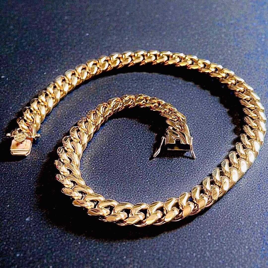 喜平ネックレス 50cm 幅14mm 18K刻印 ステンレス ゴールドチェーン