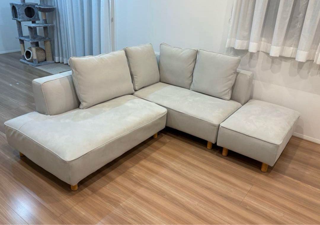 ライトグレー コーナーソファ