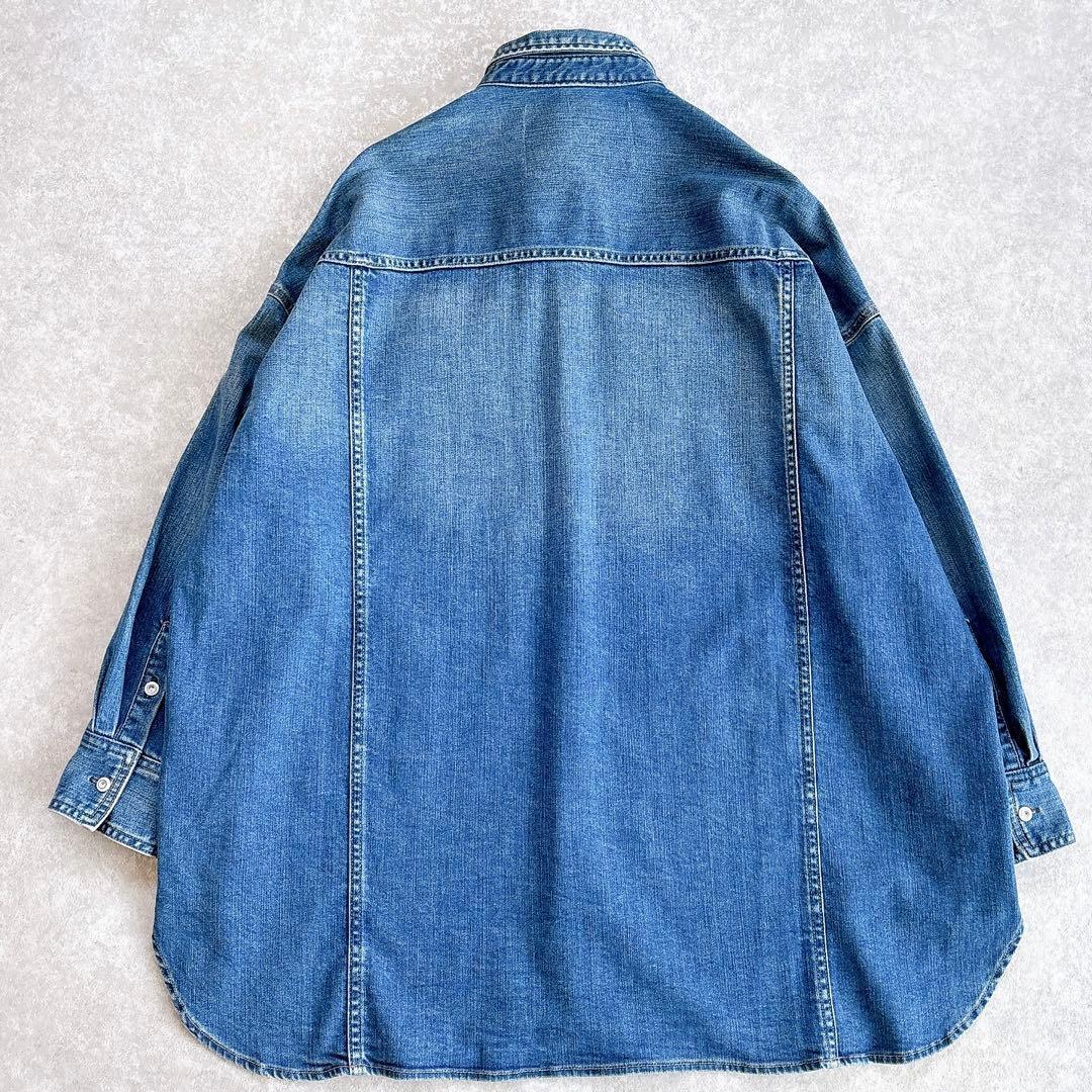 タグ付き ヘルシーデニム アーモンド デニムシャツ ゆったり ビッグシャツ