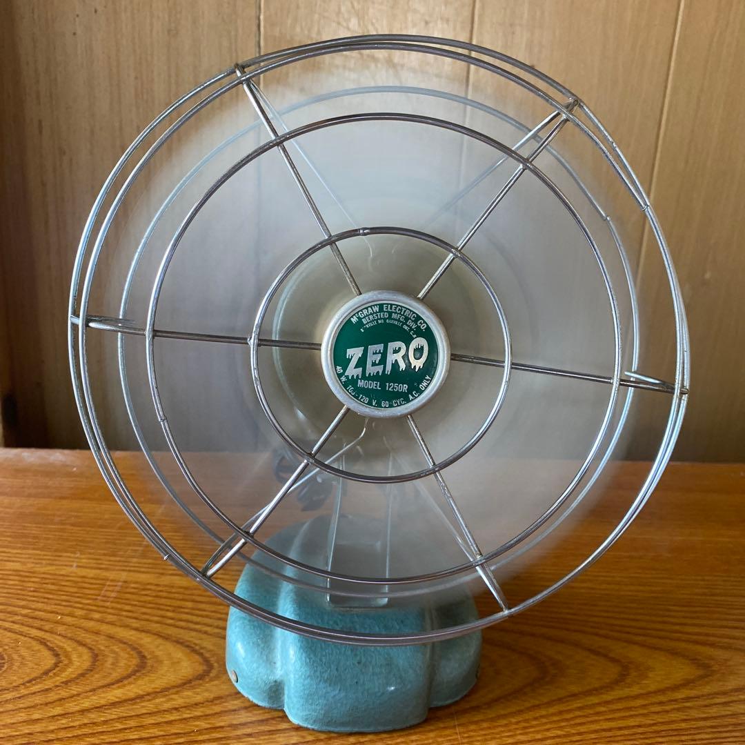 50年代、ZERO モデル 1250R 卓上扇風機 グリーン色アンティーク