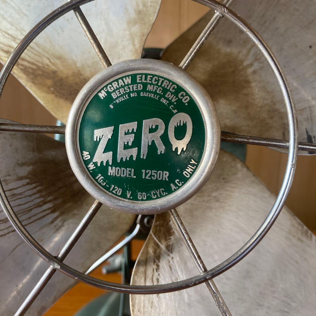 50年代、ZERO モデル 1250R 卓上扇風機 グリーン色アンティーク