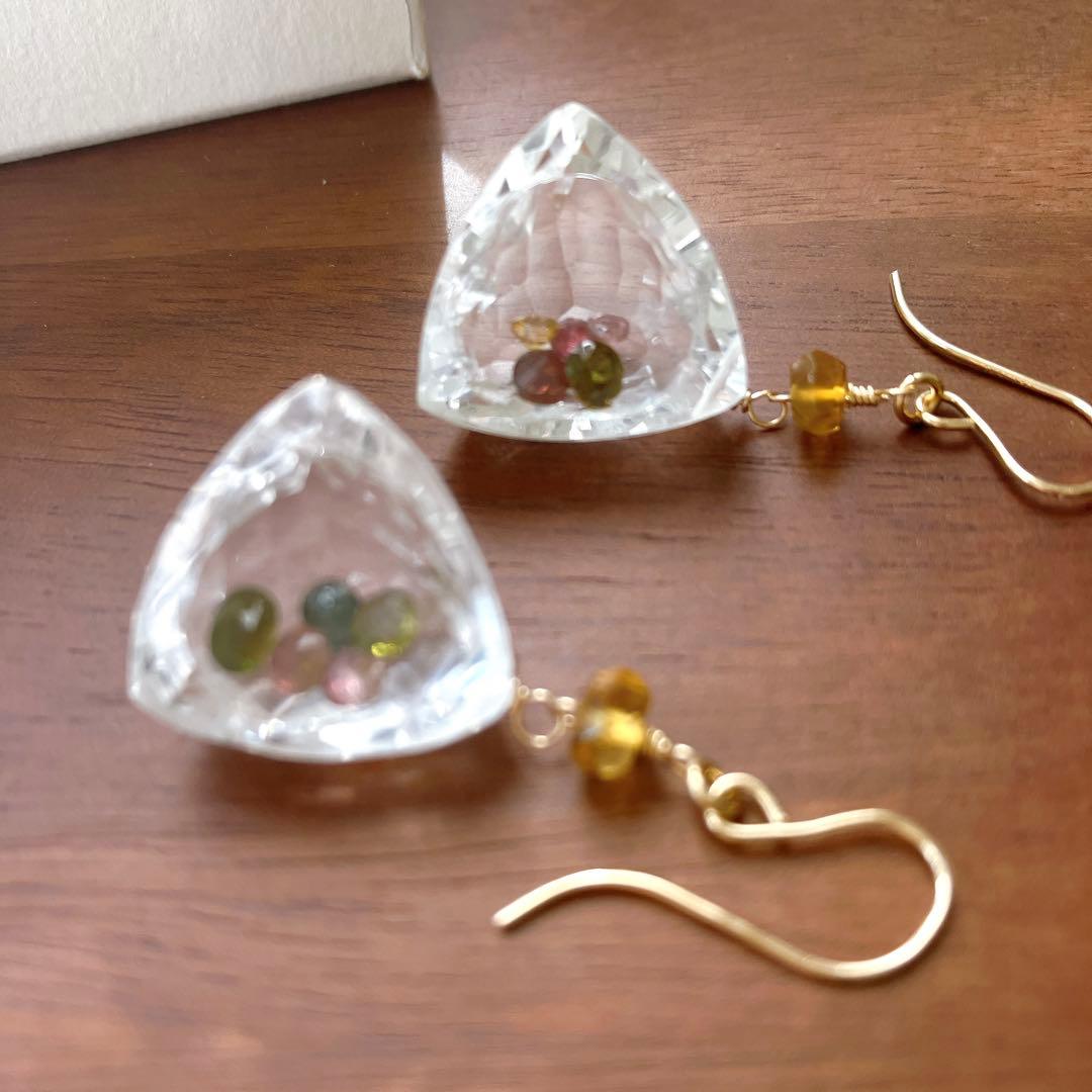 マルモ◆一点物✧水晶×マルチカラートルマリン ジュエリーボックスピアス