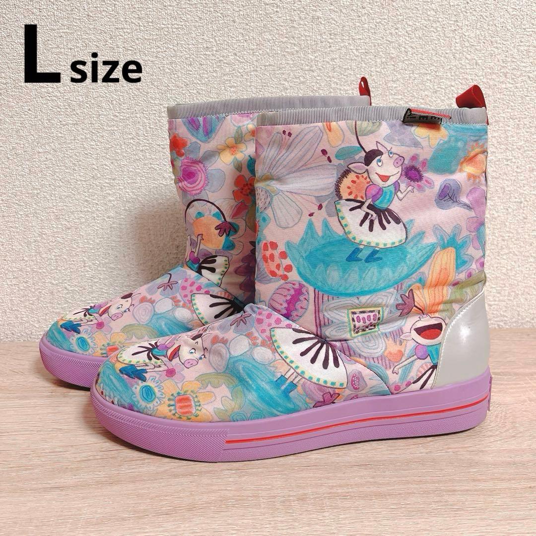 OLLEBOREBLA カラフル プリント ショート レイン ブーツ L 紫