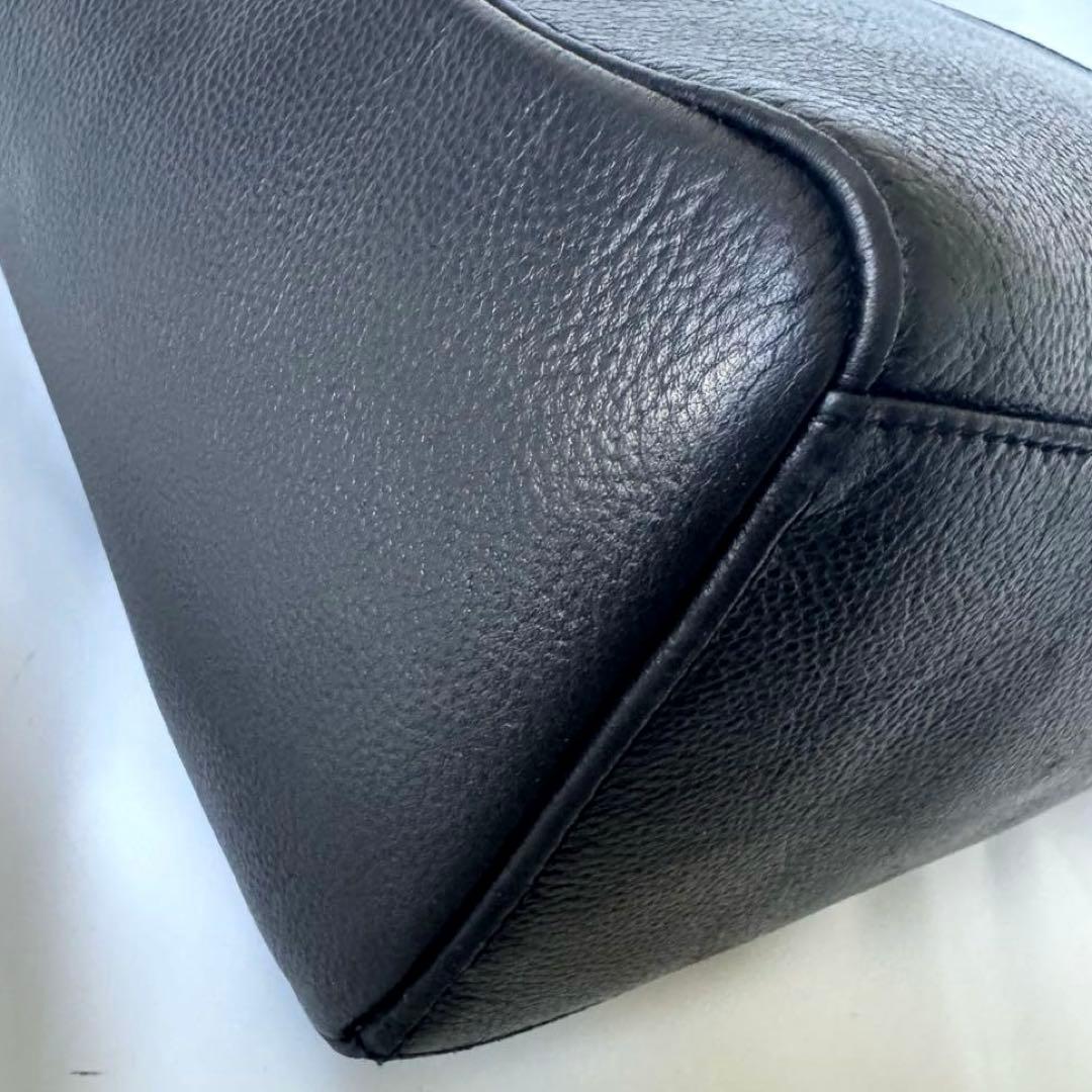 SHIPS シップス トートバッグ オールレザー シボ革 肩掛け B4 ブラック