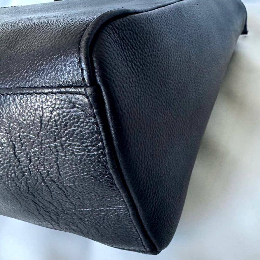 SHIPS シップス トートバッグ オールレザー シボ革 肩掛け B4 ブラック