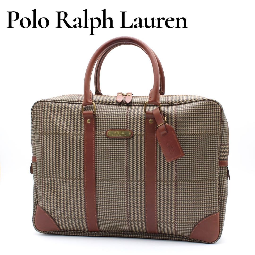 【美品】Polo Ralph Lauren 千鳥格子 ビジネスバッグ ブラウン
