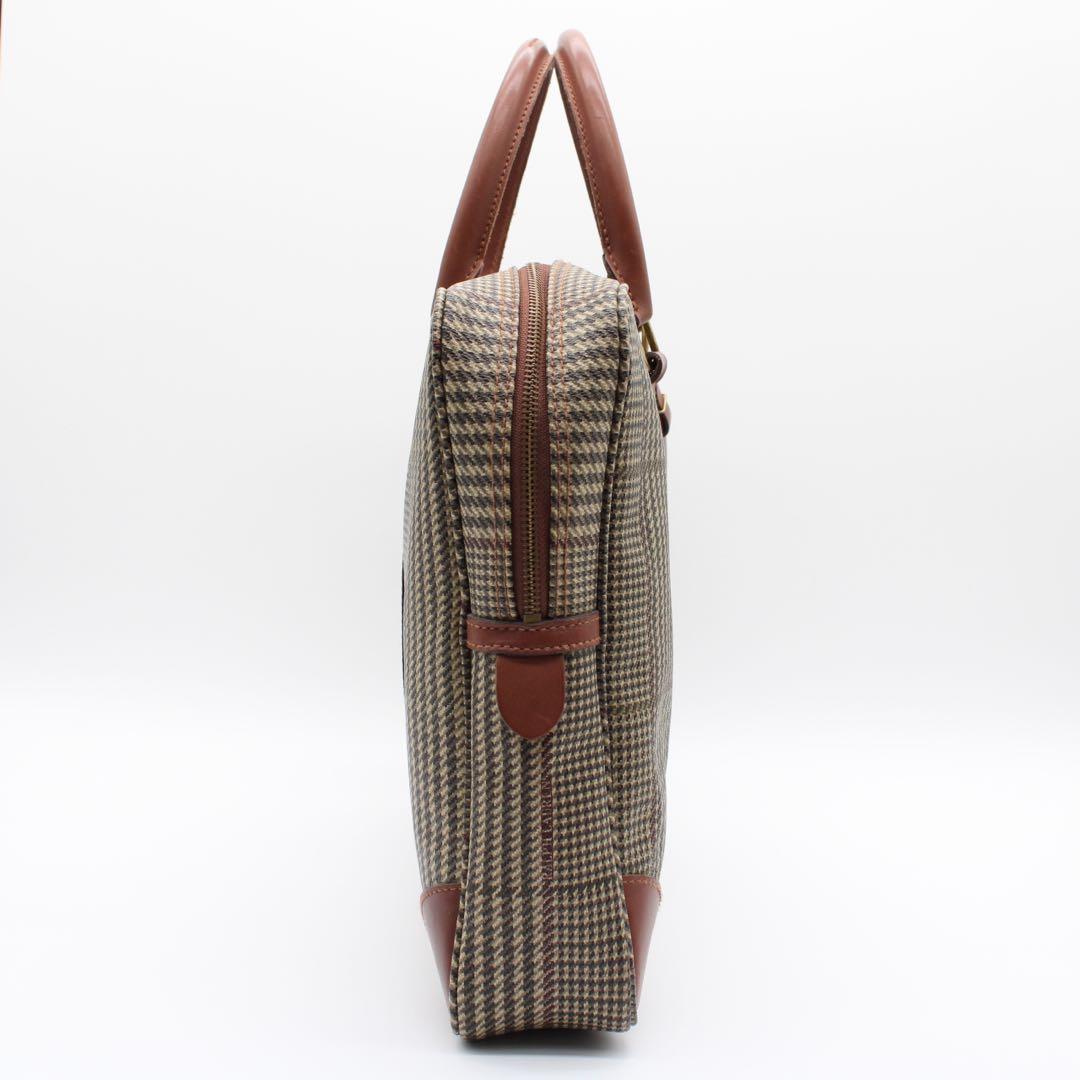 【美品】Polo Ralph Lauren 千鳥格子 ビジネスバッグ ブラウン