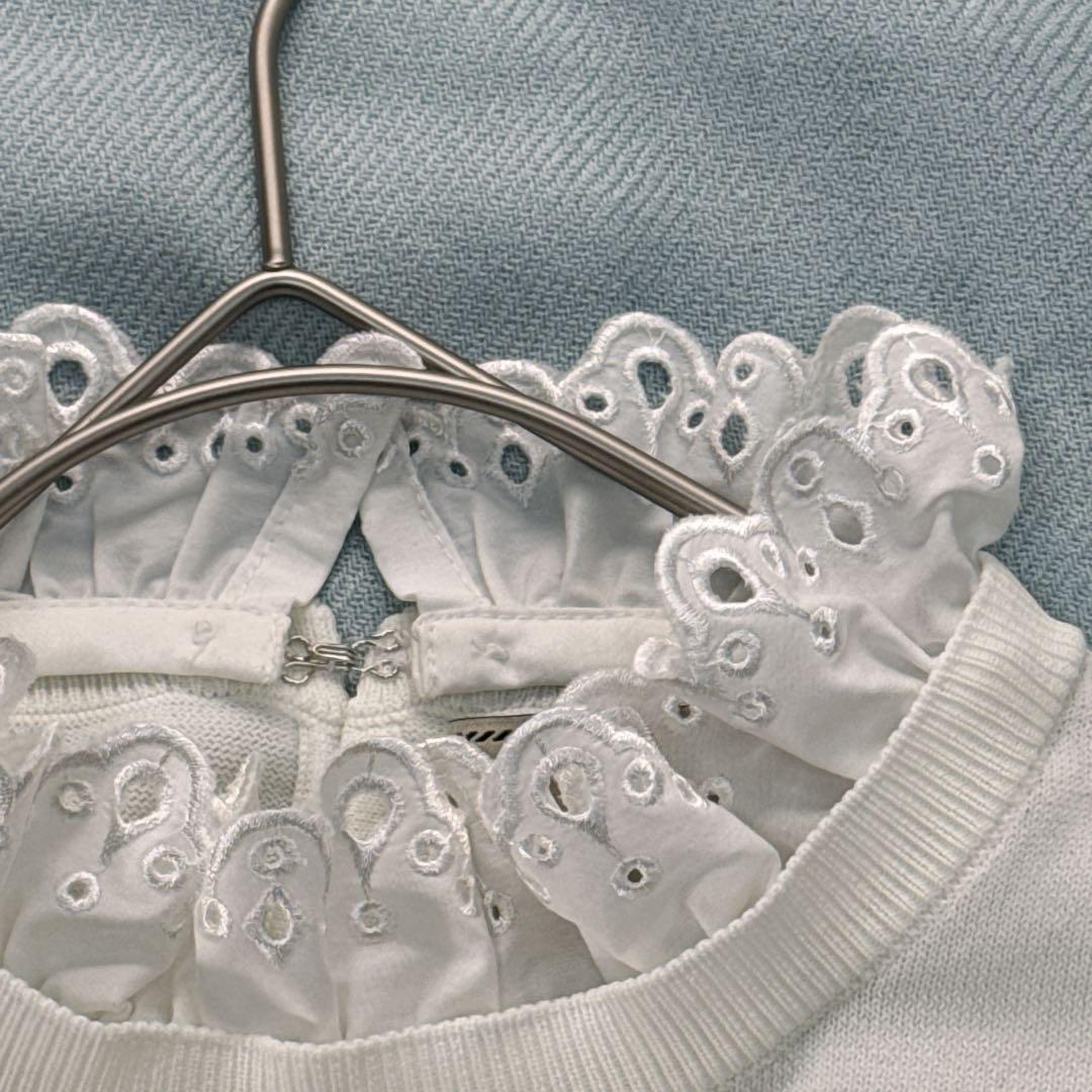 極美品✨ユナイテッドアローズ　スカラップレースニット 白 洗える 4way