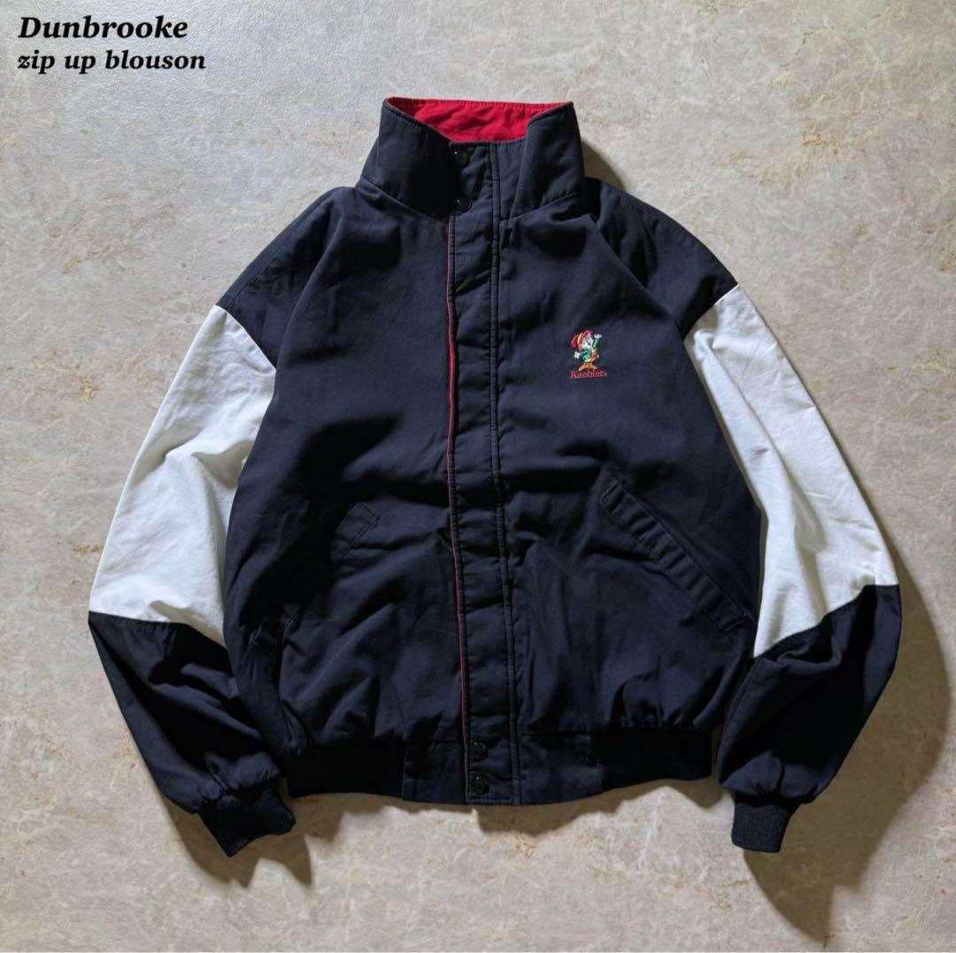 DunbrookeジップアップブルゾンUSA製古着ブラック短丈刺繍ロゴ80s美品