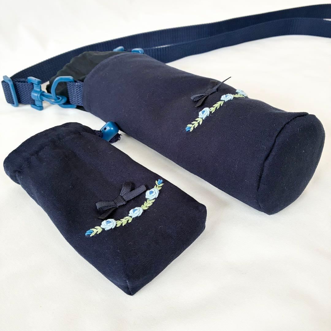 n＊　手刺繍　水筒入れ　肩紐カバー　ランチマット　携帯ケース　【1/2】