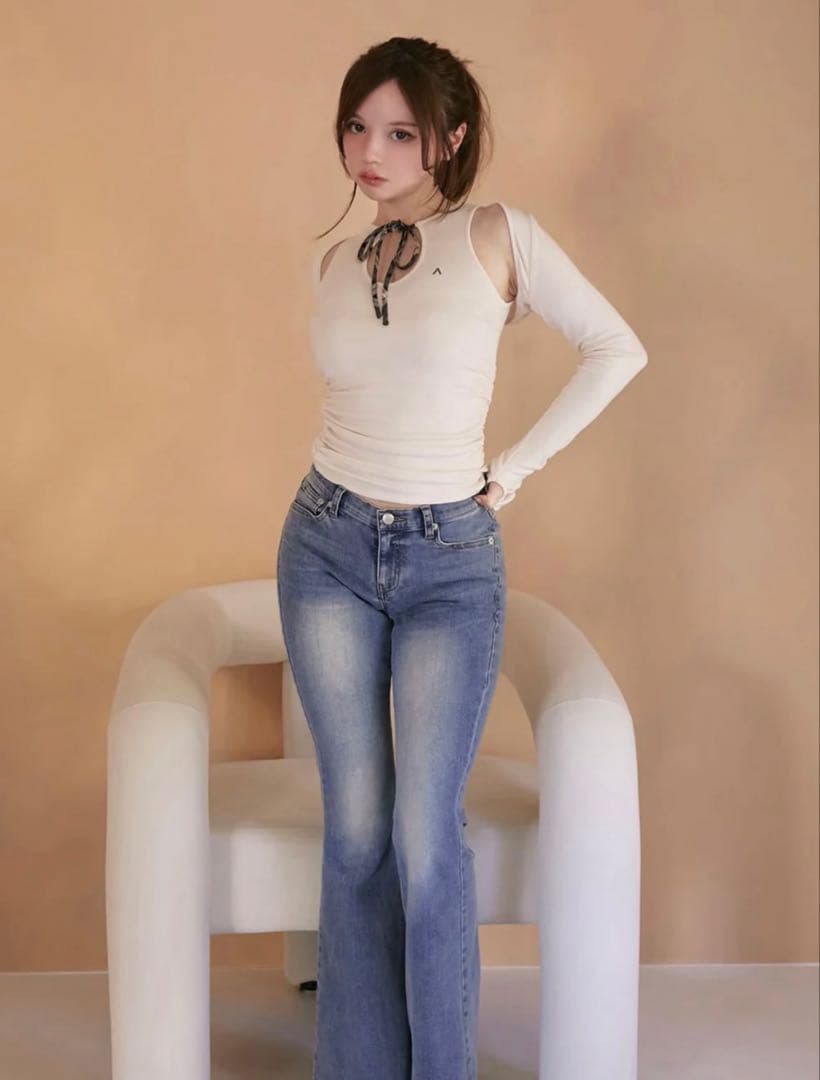 andmary Hannah check tops beige アンドマリー