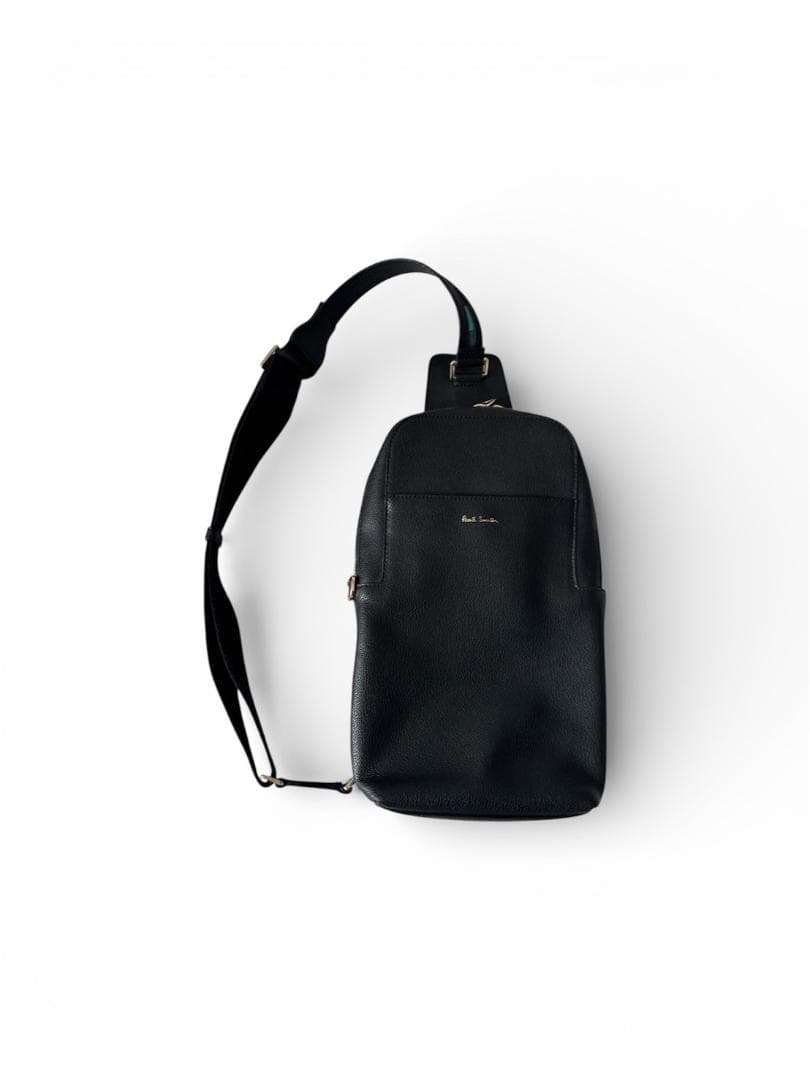 【希少,極美品】　ポールスミスボディーバッグ　インレイドストライプ　黒