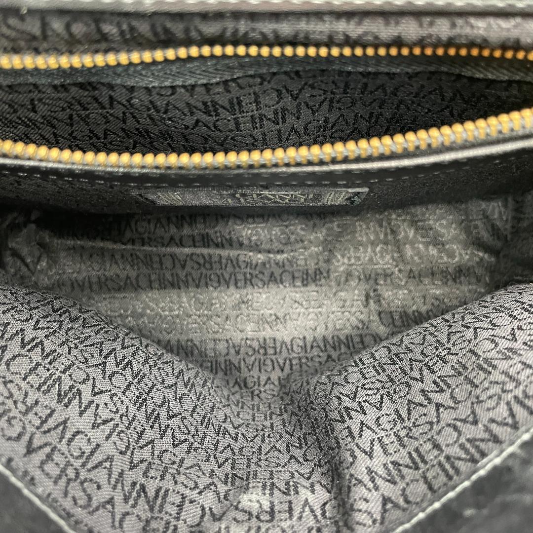 良品 GIANNI VERSACE トートバッグ レザー ブラック サンバースト