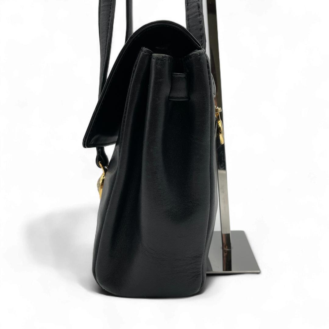 良品 GIANNI VERSACE トートバッグ レザー ブラック サンバースト