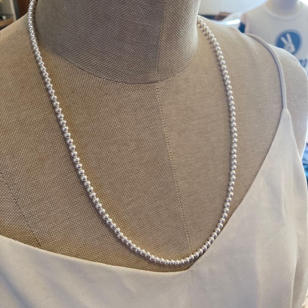 シルバー925製ラウンドビーズネックレス55cmナバホパールボールチェーン