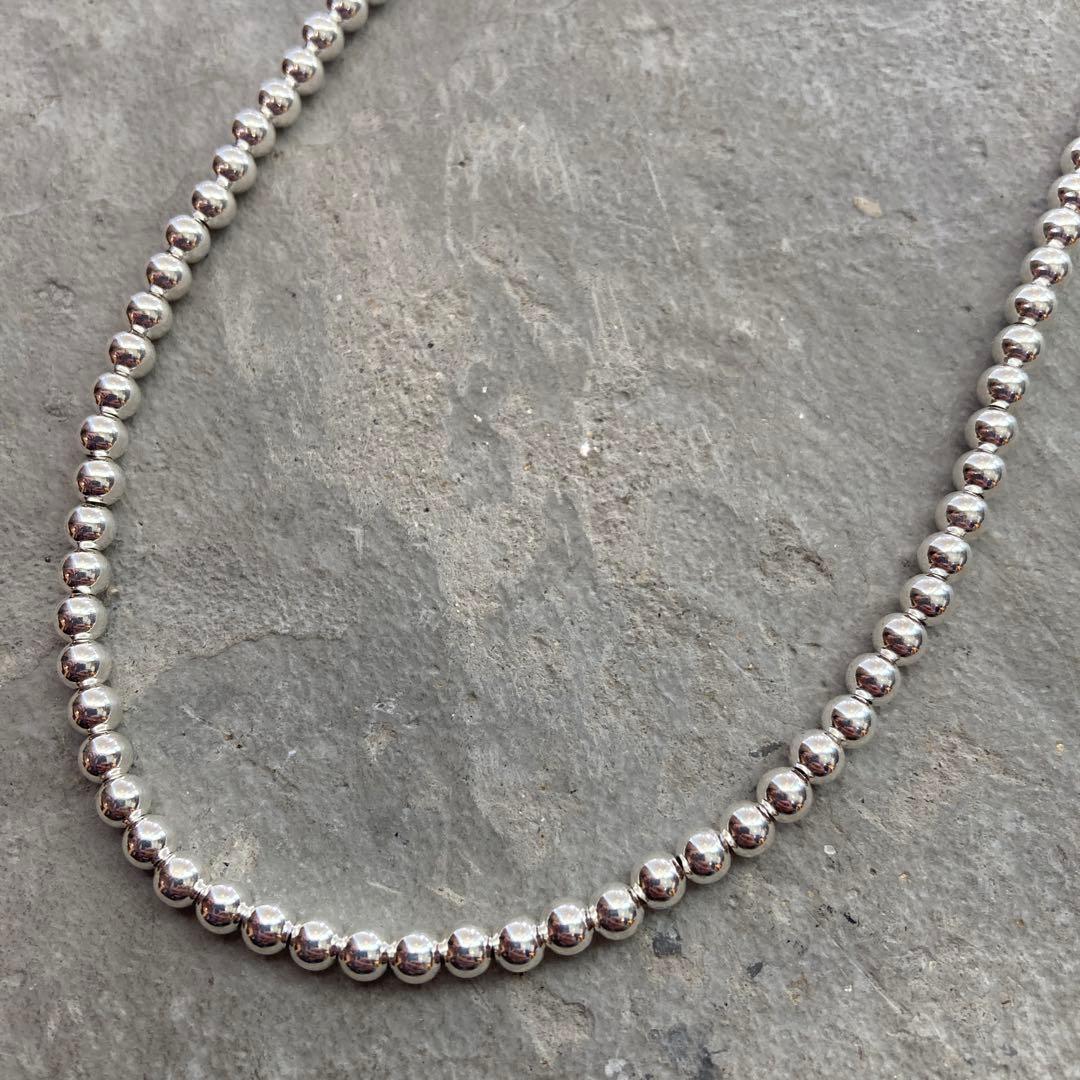 シルバー925製ラウンドビーズネックレス55cmナバホパールボールチェーン