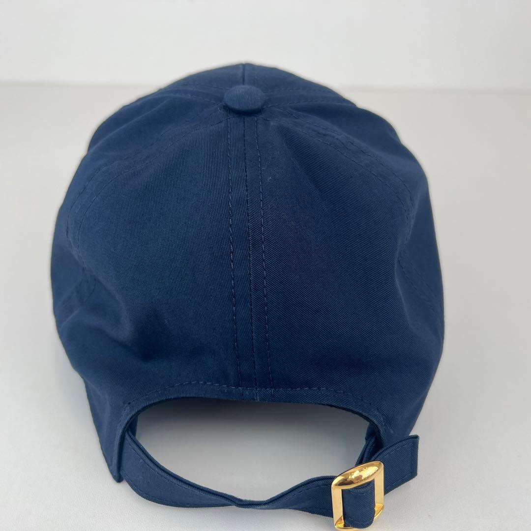 美品　CELINE セリーヌ キャップ 帽子　コットン　ネイビー　ロゴ　刺繍　S