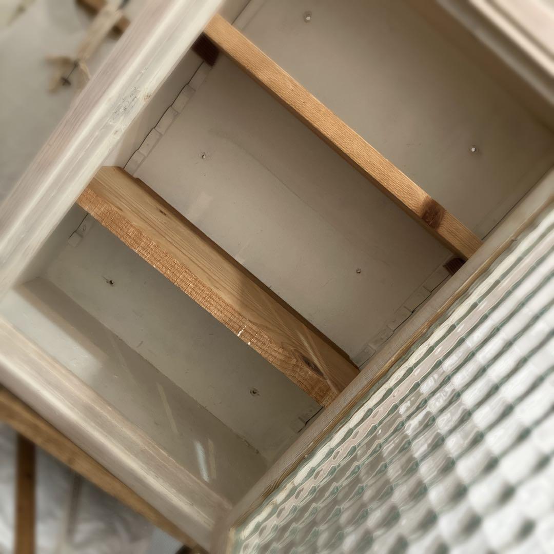 フランスアンティーク ウォールシェルフ 木製 ガラスキャビネット 棚 ブロカント