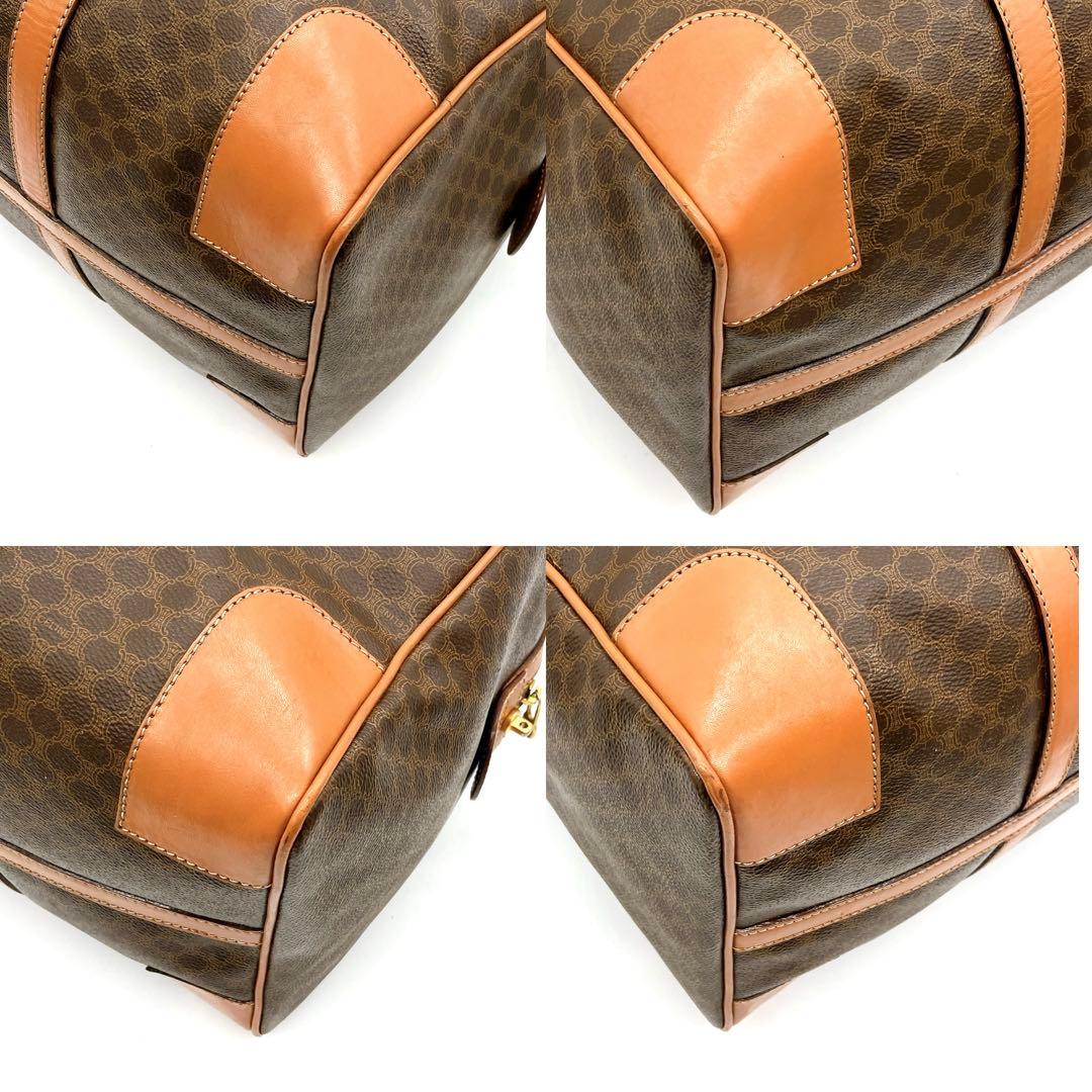 【CELINE】ボストンバッグ　マカダム柄　ゴールド金具　ブラウン　PVC