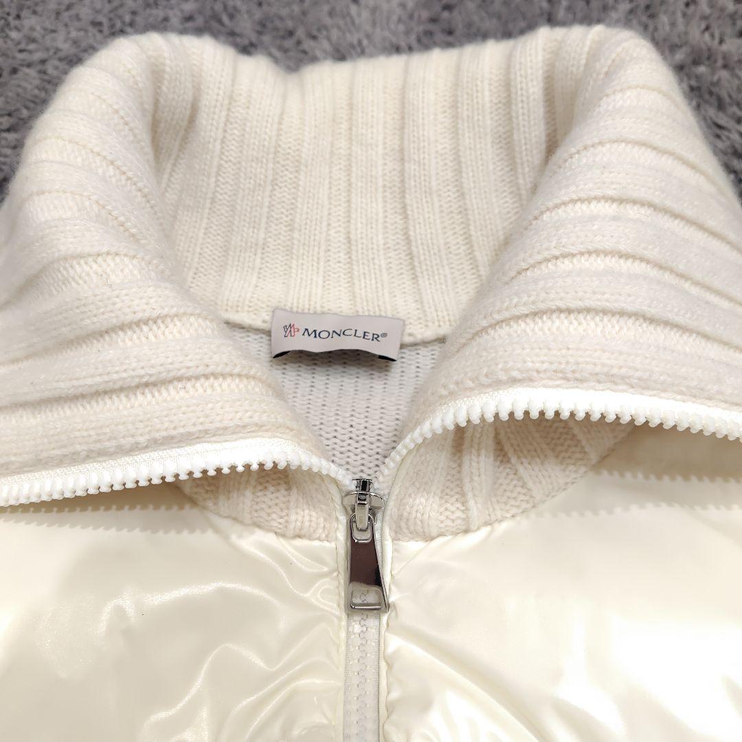 モンクレール ダウン×ニット ハイブリッドダウンカーディガン アイボリー S