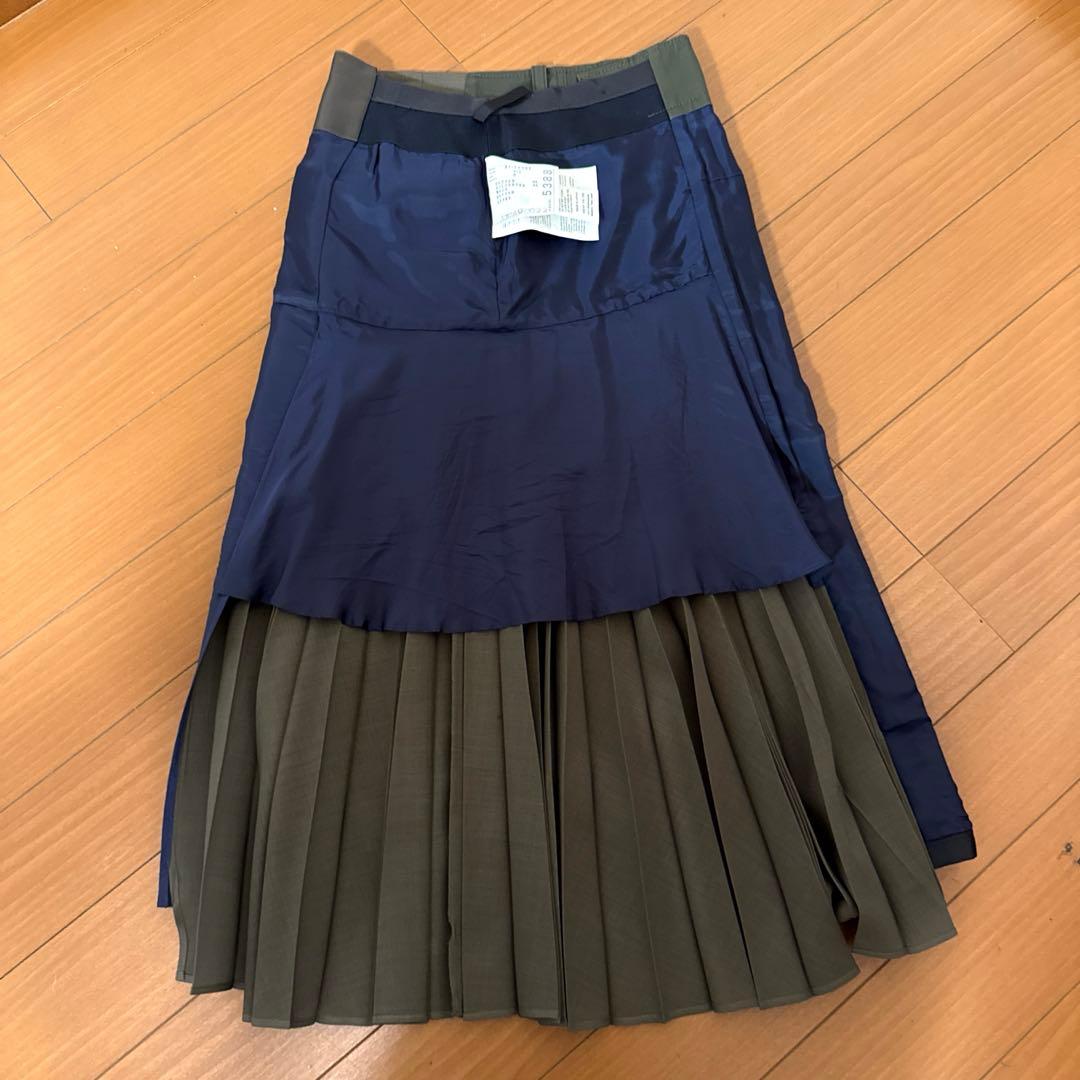 sacai サカイ　スーチングプリーツスカート　21SS サイズ0