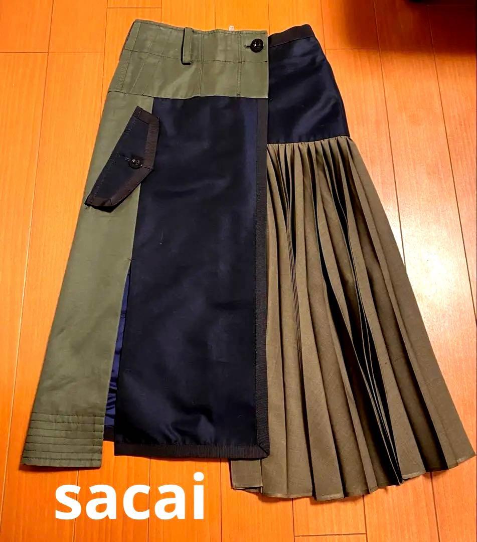 sacai サカイ　スーチングプリーツスカート　21SS サイズ0