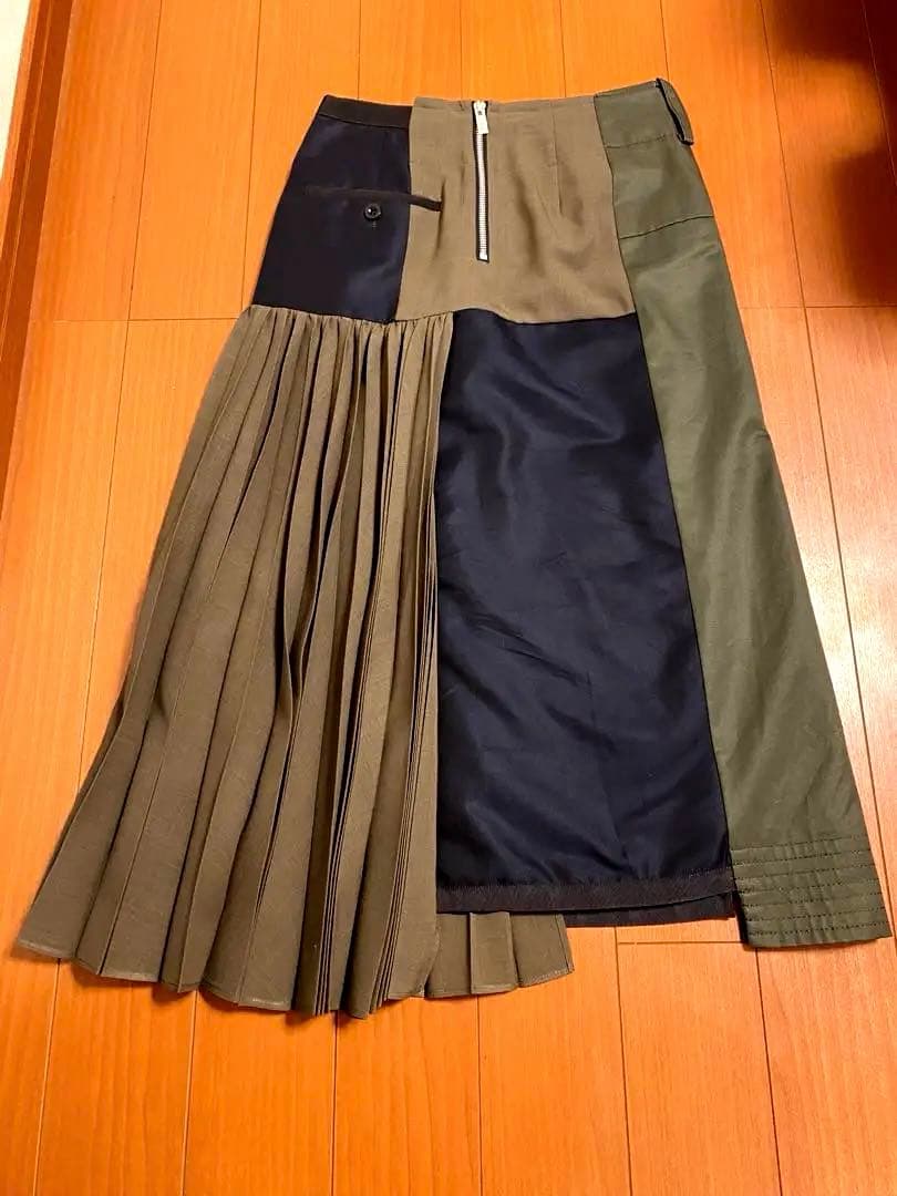 sacai サカイ　スーチングプリーツスカート　21SS サイズ0