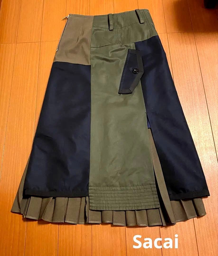 sacai サカイ　スーチングプリーツスカート　21SS サイズ0