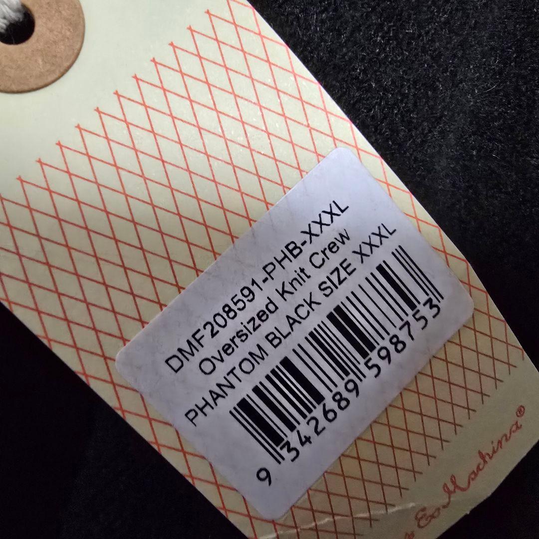 新品 DEUS デウス オーバーサイズ ニット 刺繍ロゴ ブラック XXXL