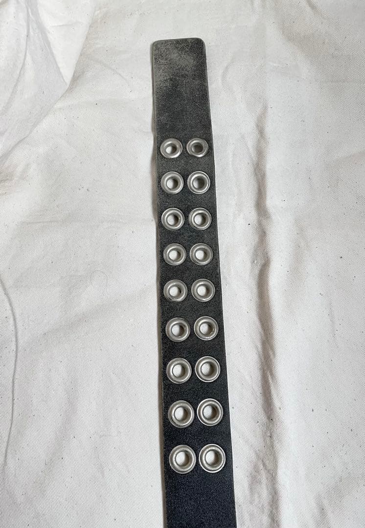 Y’s ワイズ レザーベルト ダブルピン 黒 極厚 used加工 ヨージヤマモト