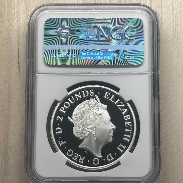 2016年 イギリス ブリタニア ライオン 2ポンド 銀貨 PF70 UC