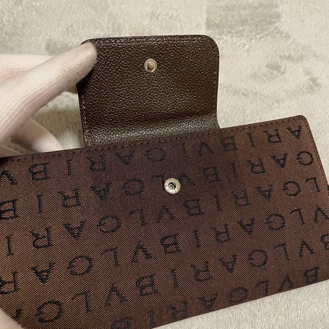 ブルガリ BVLGARI 長財布 レザー キャンバス Wホック ロゴマニア