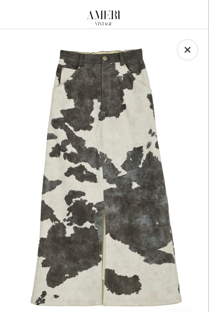 【新品】AMERI COW PATTERN SUEDE LIKE SKIRT；S