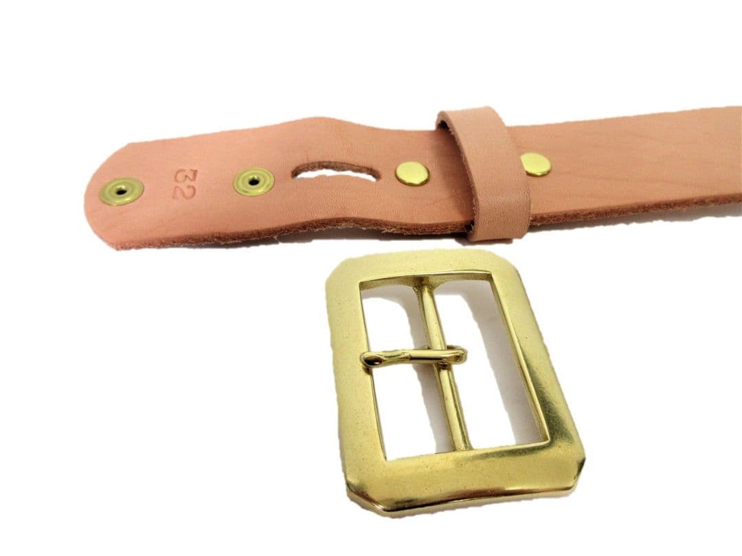 山田　真鍮製八角バックル　栃木レザーベルト（ナチュラル、チョコ）